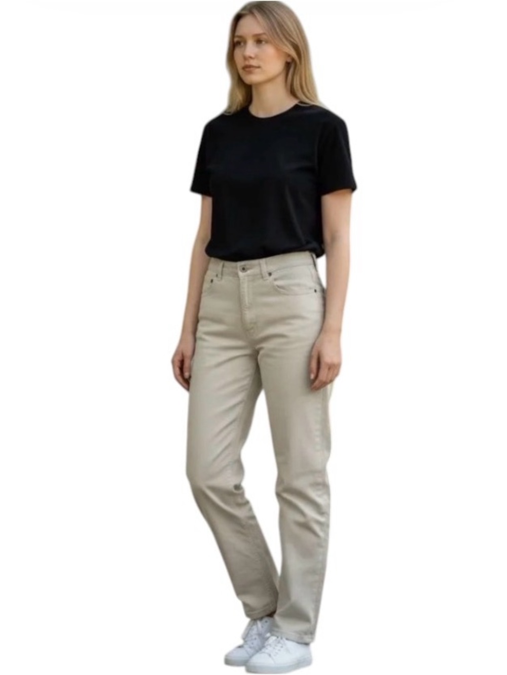 Liz Claiborne Beige Straight Leg Fit Stretch High Rise Jeans Size 4
